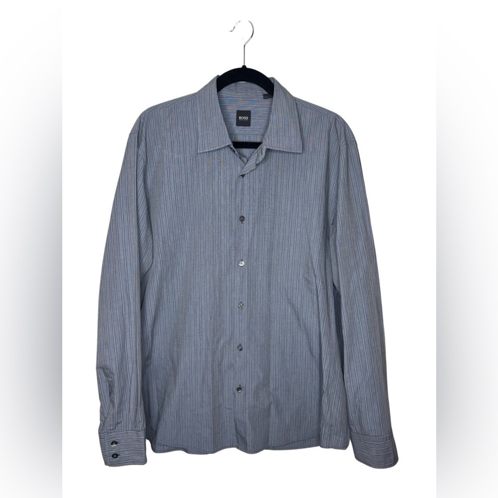 Hugo Boss Men's Button Down Shirt Long Sleeves Stripes Collared Cotton Size XXL
